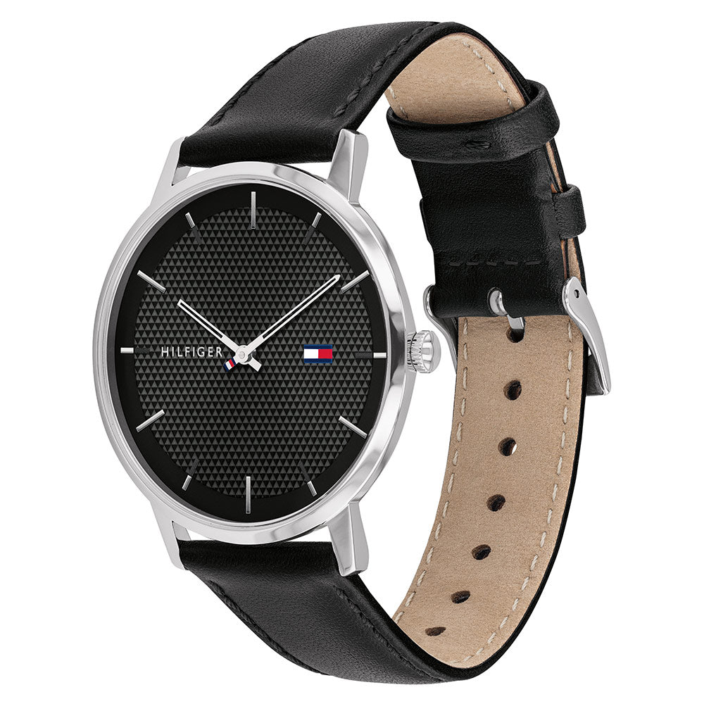 Tommy Hilfiger Black Leather Men's Watch - 1791651