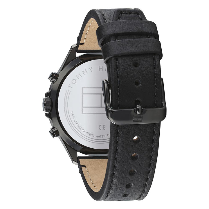 Tommy Hilfiger Black Leather Men's Multi-function Watch - 1791711