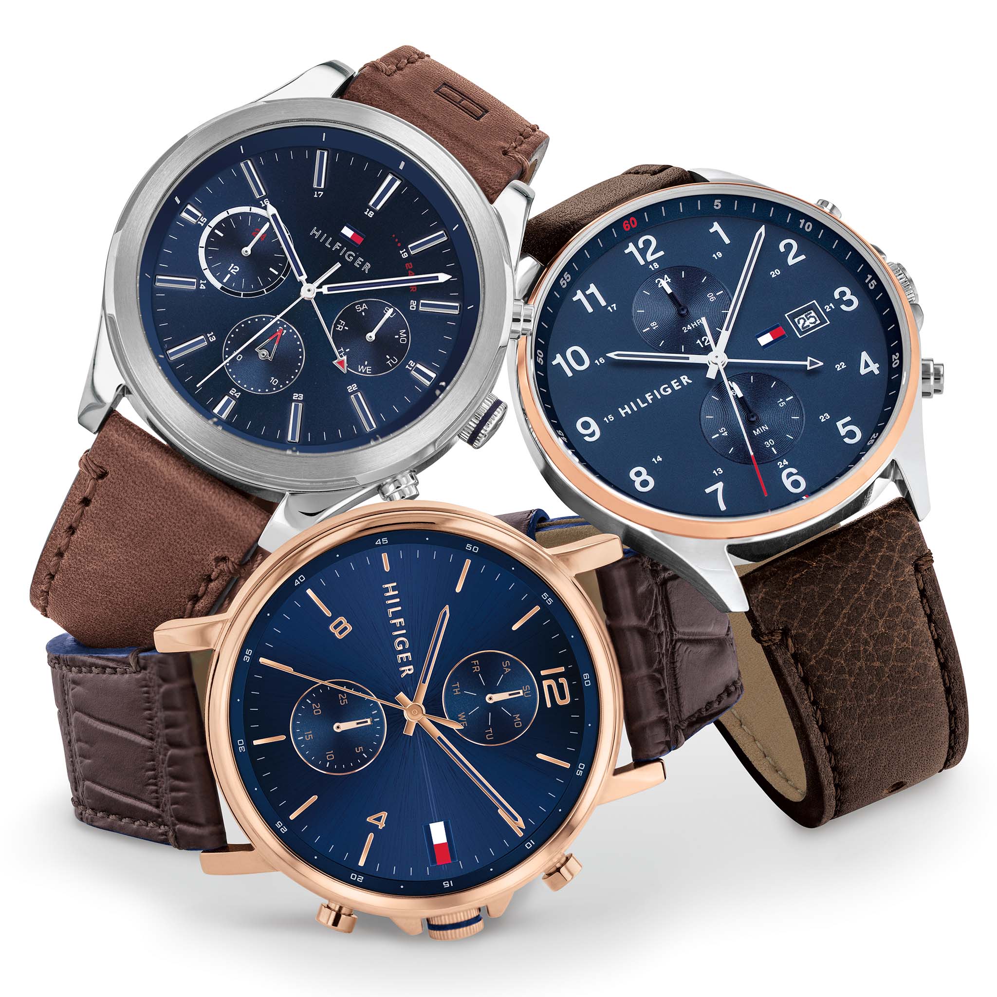 Tommy Hilfiger Dark Brown Leather Men's Multi-function Watch - 1791712