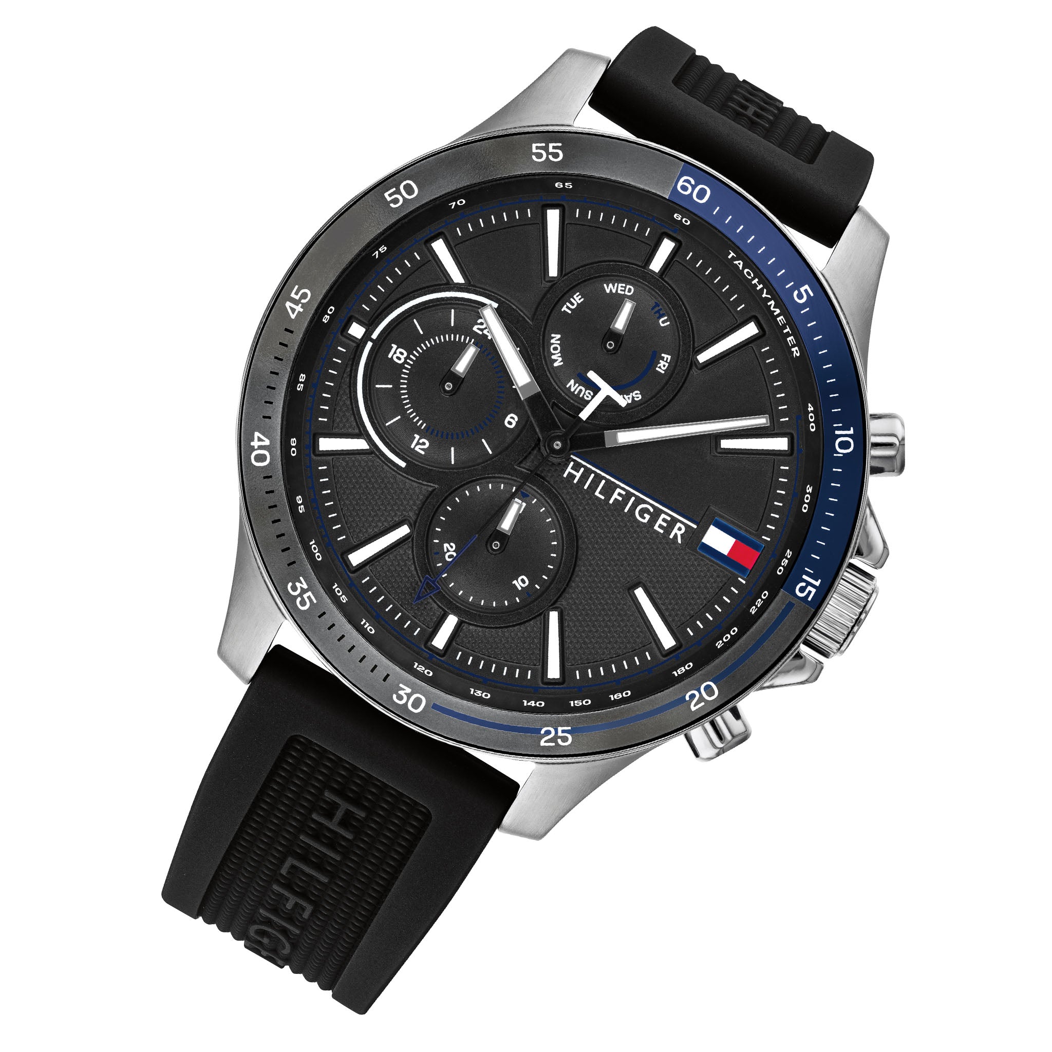 Tommy Hilfiger Black Silicone Multi-function Men's Watch - 1791724