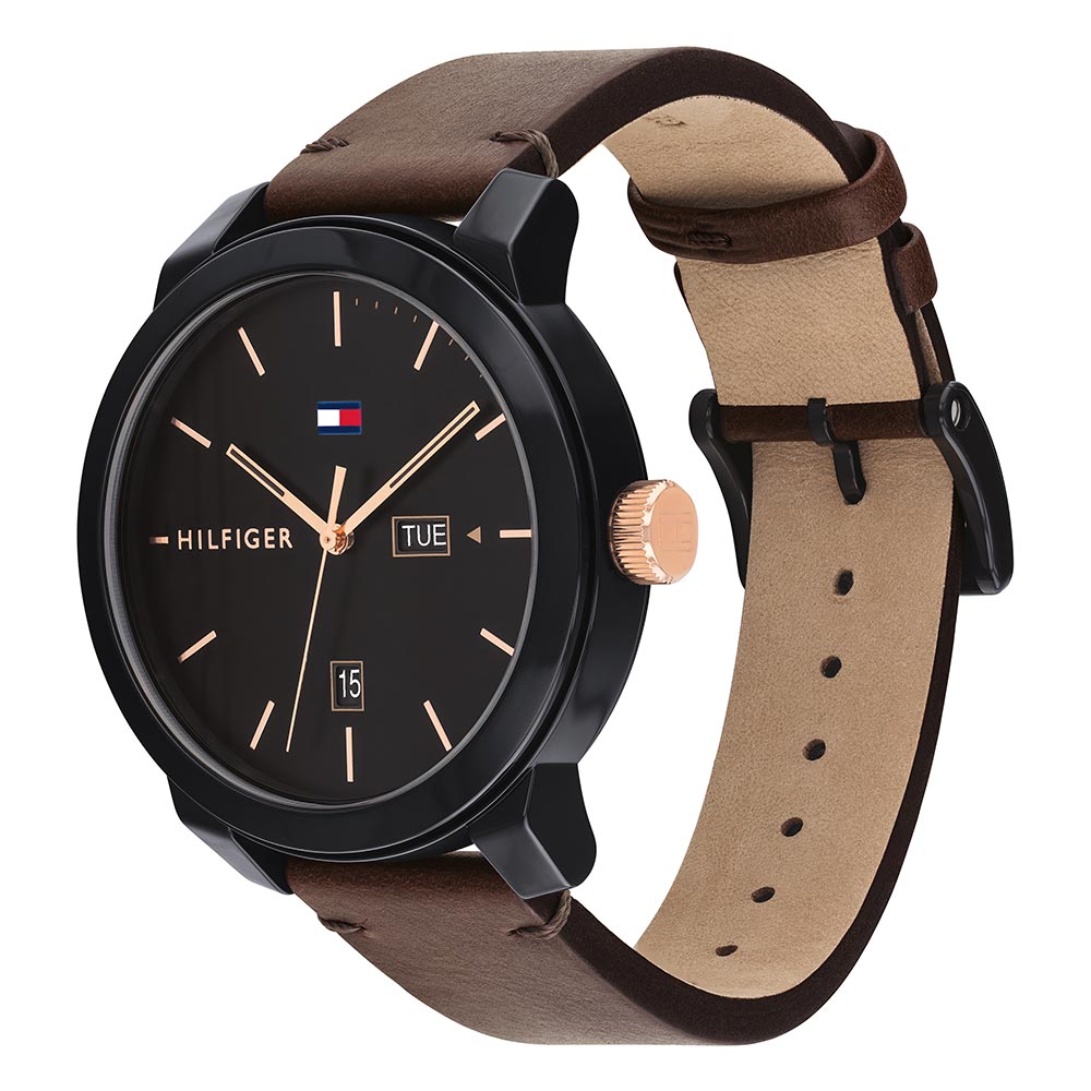 Tommy Hilfiger Denim Brown Leather Men's Watch - 1791748