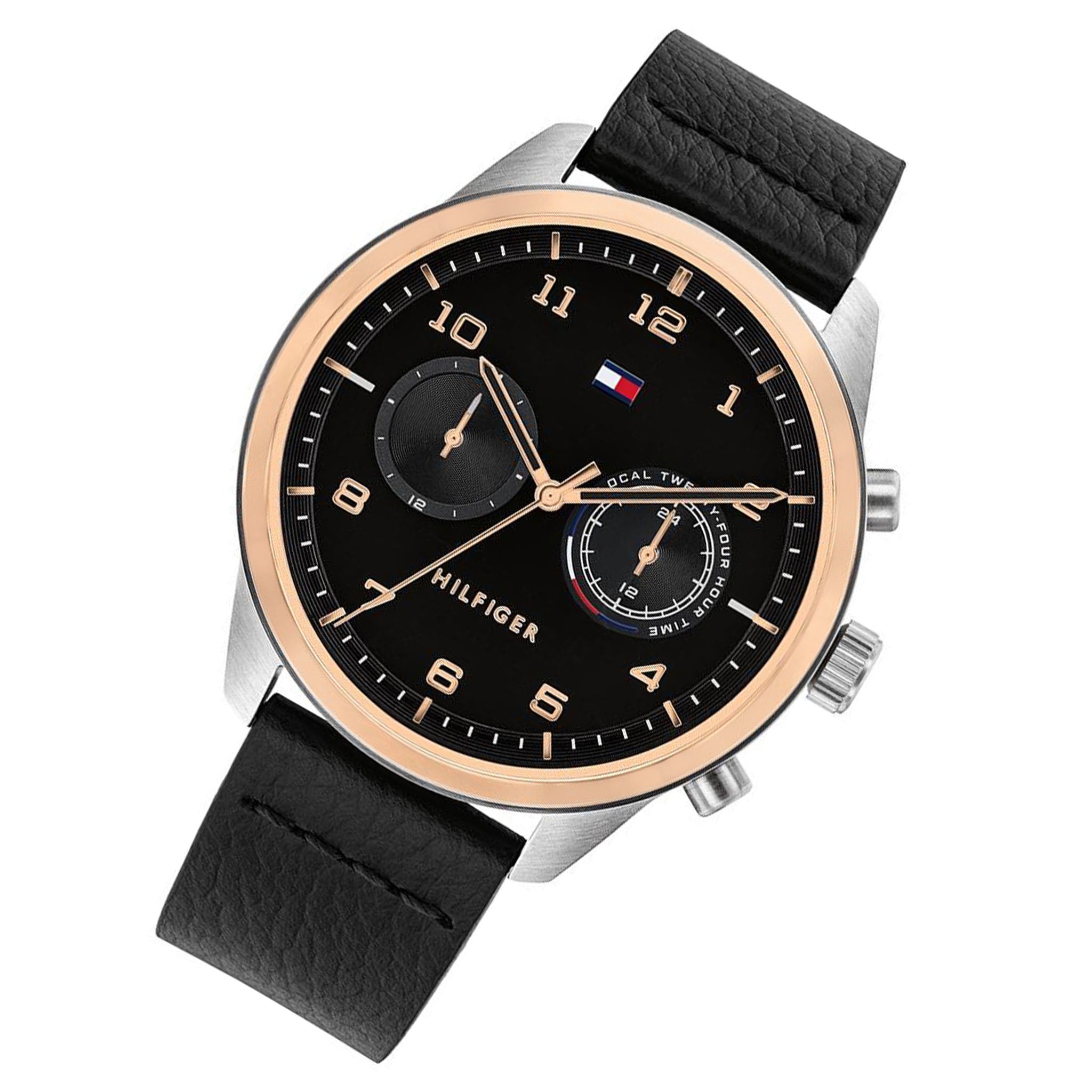 Tommy Hilfiger Patrick Black Leather Men's Multi-function Watch - 1791786