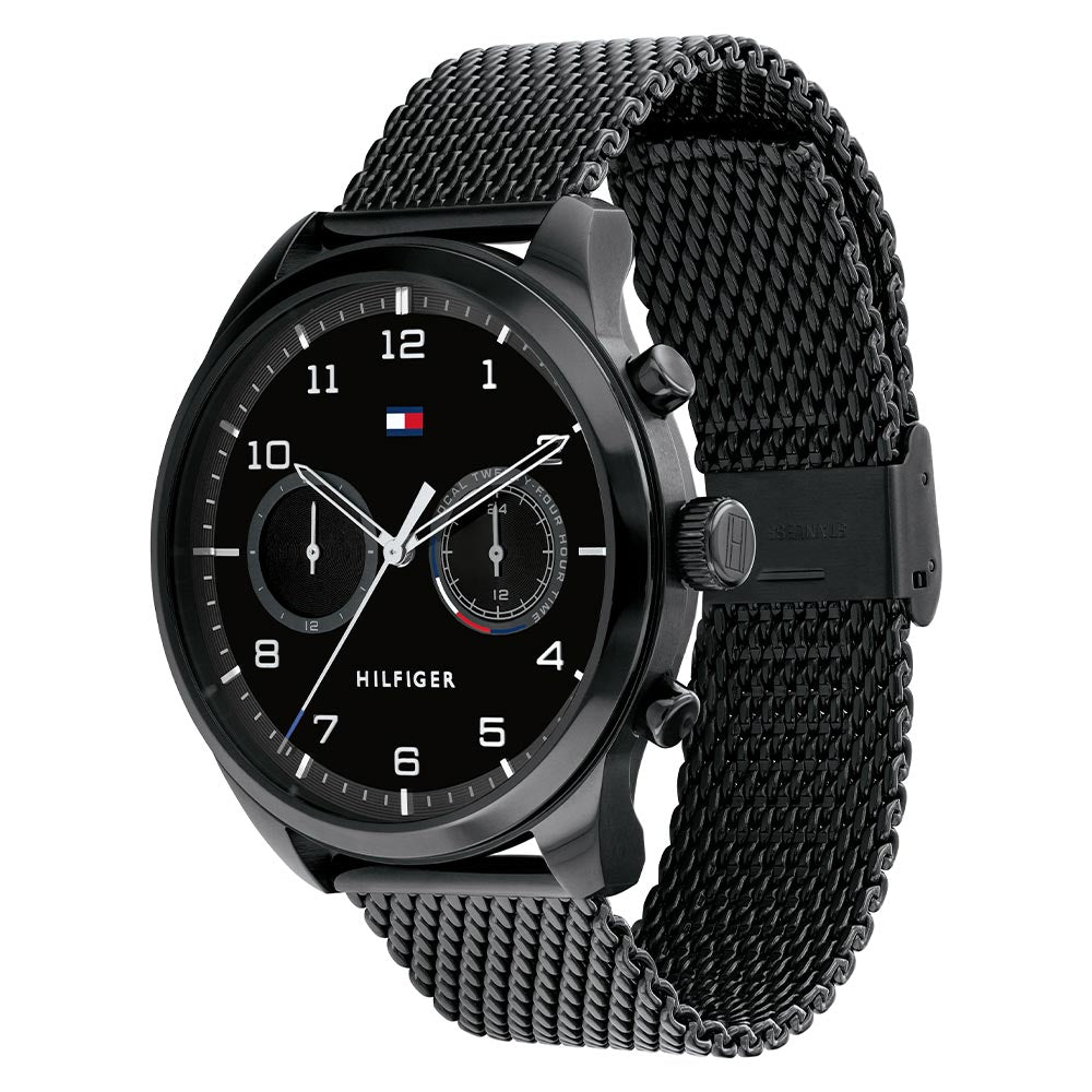 Tommy Hilfiger Black Mesh Men's Multi-function Watch - 1791787