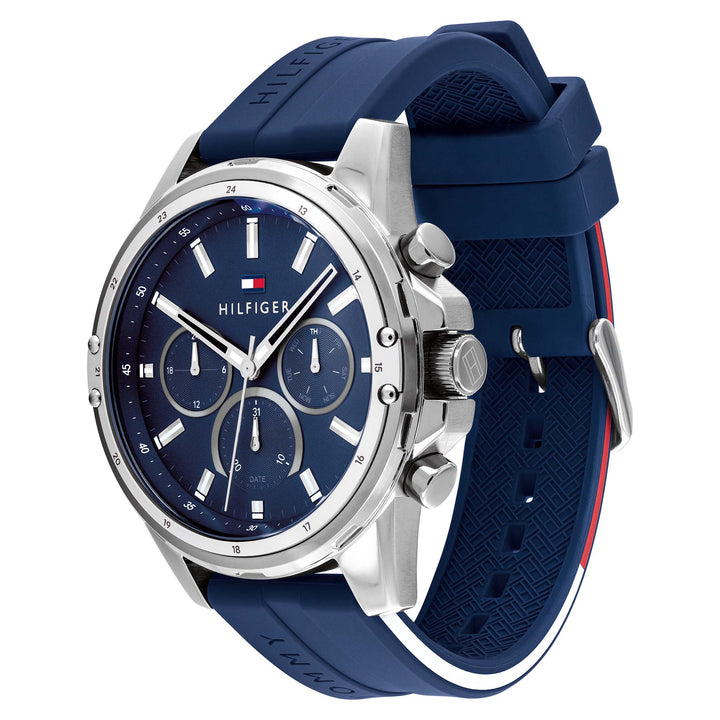 Tommy Hilfiger Mason Blue Silicone Band Men's Multi-function Watch - 1791791