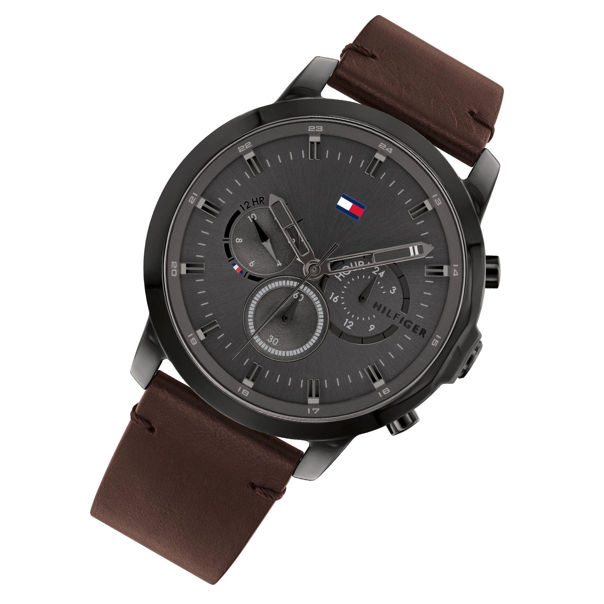 Tommy Hilfiger Dark Brown Leather Men's Multi-function Watch - 1791799