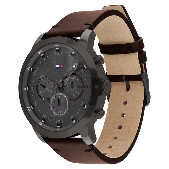 Tommy Hilfiger Dark Brown Leather Men's Multi-function Watch - 1791799
