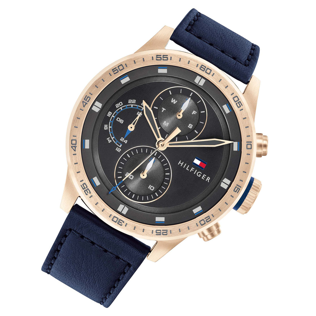 Tommy Hilfiger Navy Leather Men's Multi-function Watch - 1791808