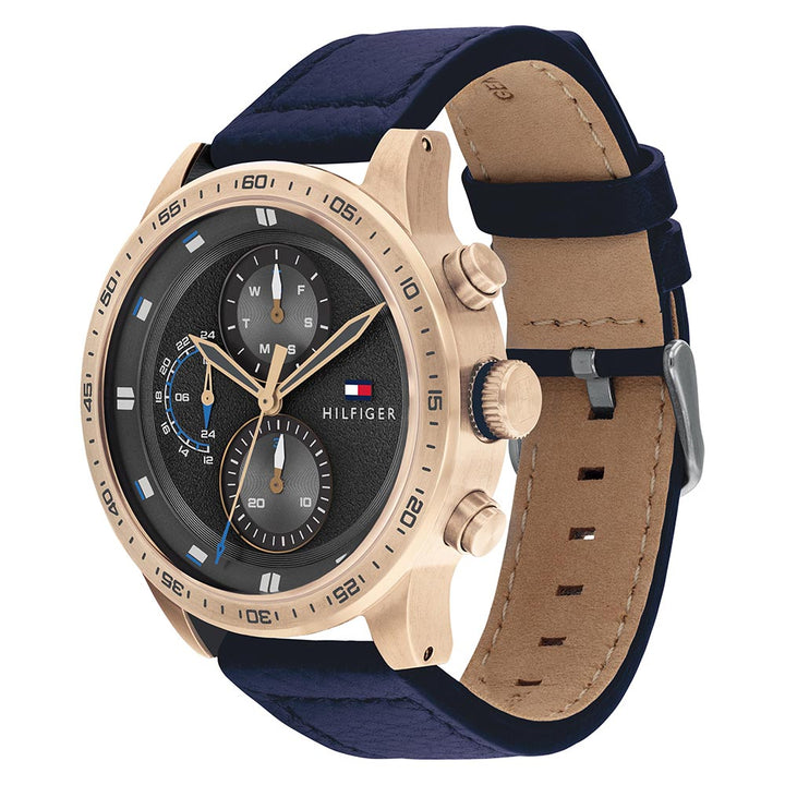 Tommy Hilfiger Navy Leather Men's Multi-function Watch - 1791808