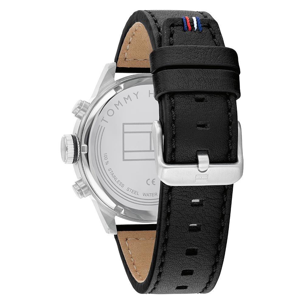 Tommy Hilfiger Black Leather Men's Multi-function Watch - 1791810