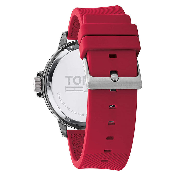 Tommy Hilfiger Red Silicone Band Grey Dial Men's Watch - 1791826