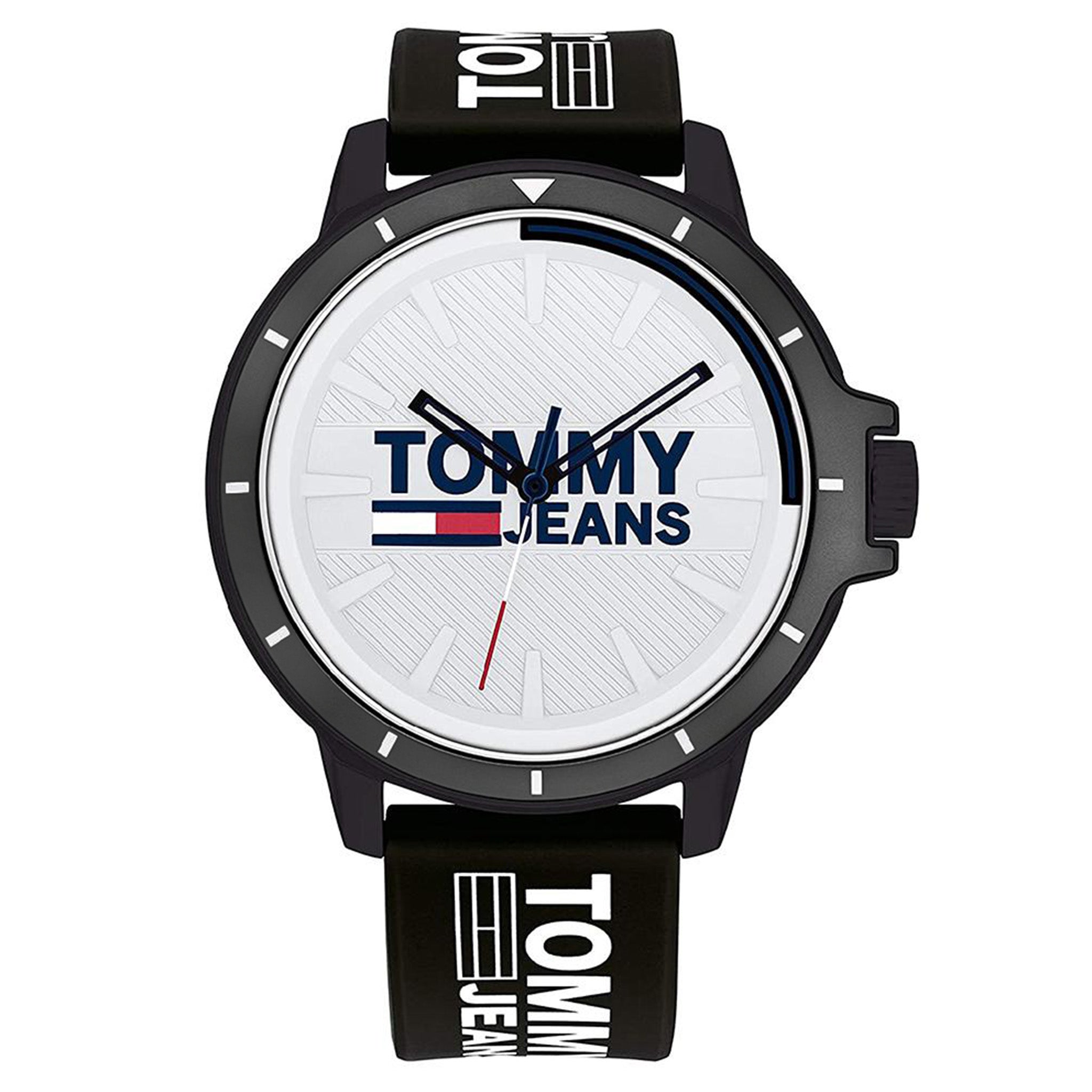 Tommy Hilfiger Houston Black Silicone Band White Dial Men's Watch - 1791828