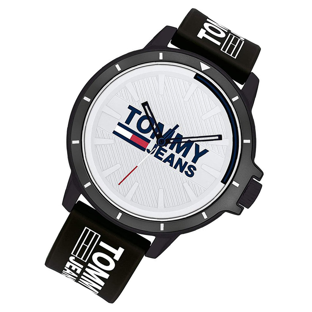 Tommy Hilfiger Houston Black Silicone Band White Dial Men's Watch - 1791828