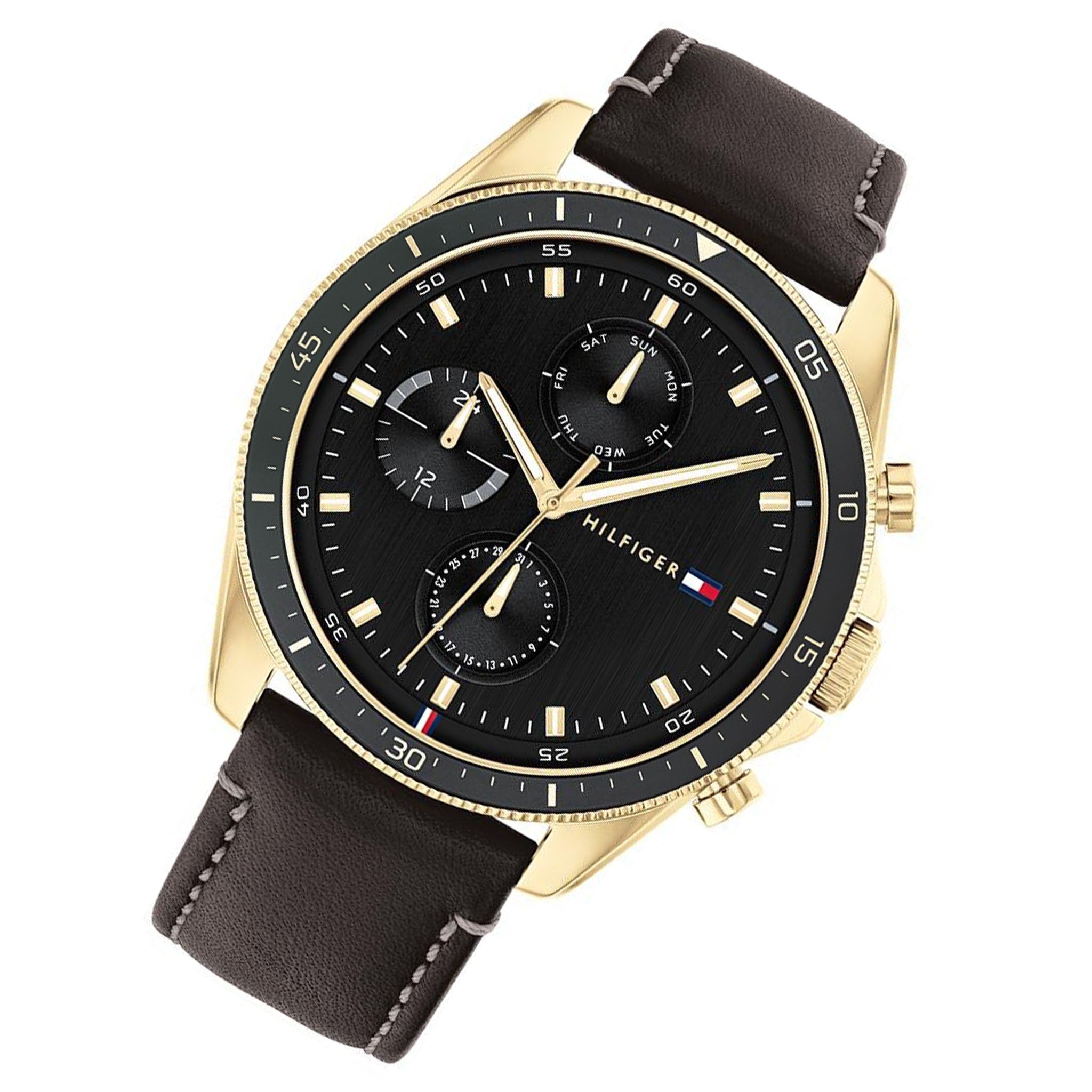 Tommy Hilfiger Black Leather Men's Multi-function Watch - 1791836