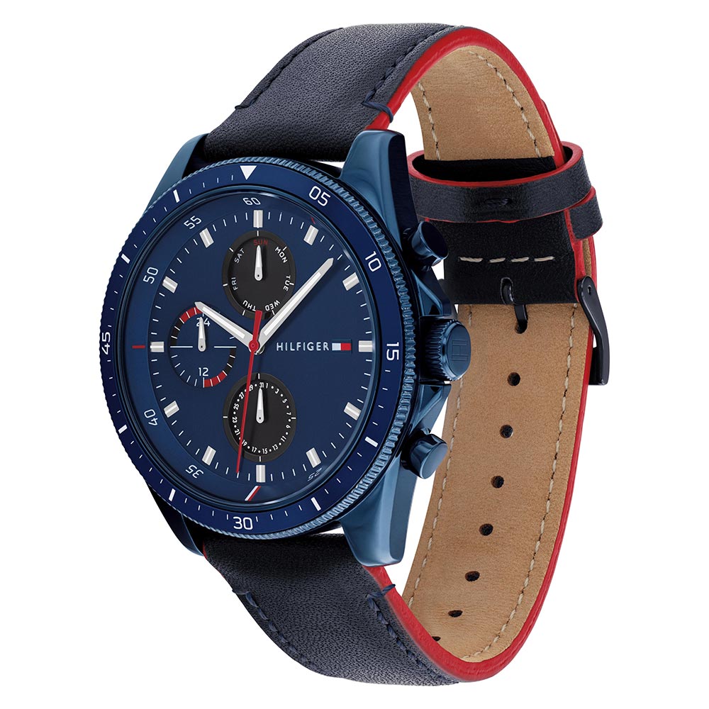 Tommy Hilfiger Blue Leather Men's Multi-function Watch - 1791839