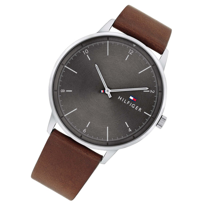 Tommy Hilfiger Brown Leather Grey Dial Men's Watch - 1791840