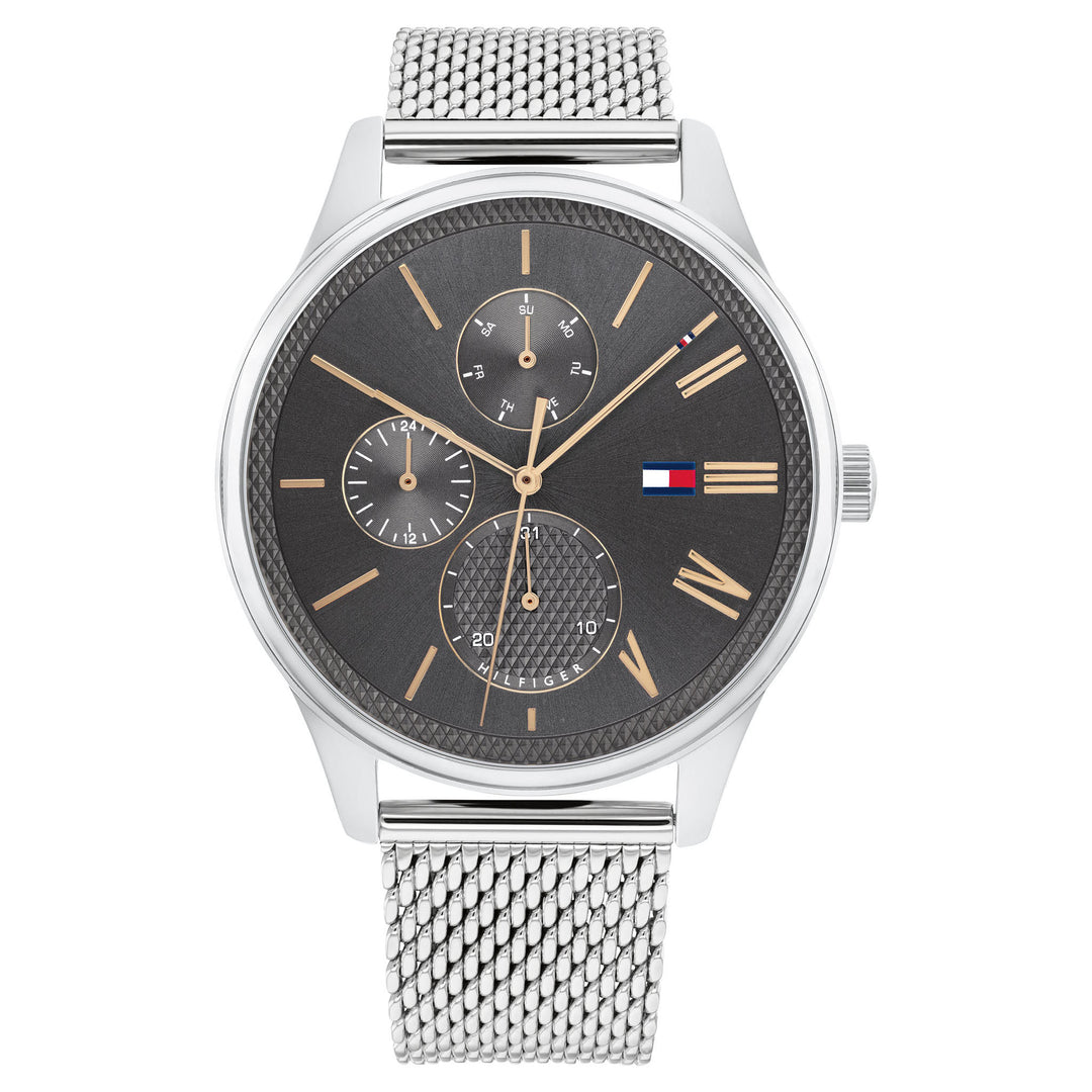 Tommy Hilfiger Steel Mesh Grey Dial Men's Multi-function Watch - 1791846