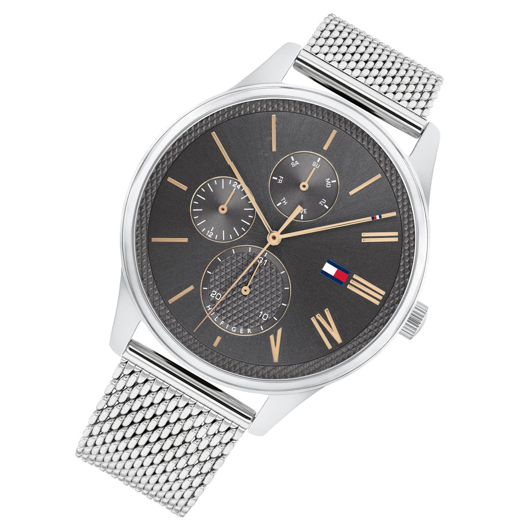 Tommy Hilfiger Steel Mesh Grey Dial Men's Multi-function Watch - 1791846