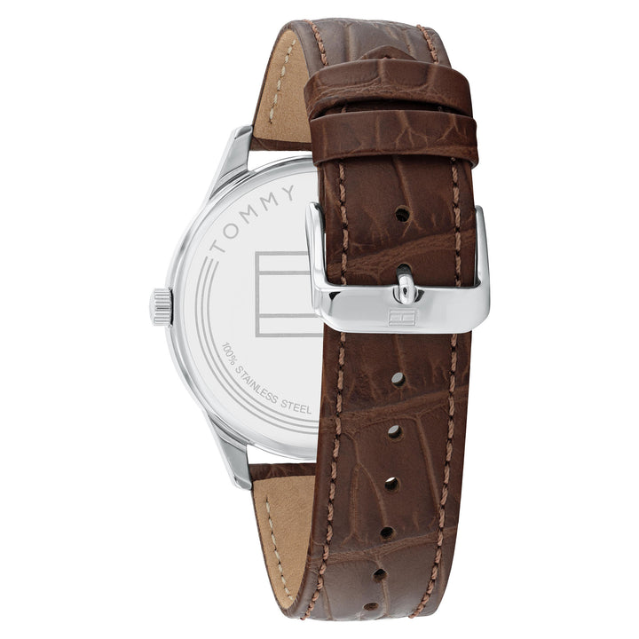 Tommy Hilfiger Brown Leather Blue Dial Men's Multi-function Watch - 1791847