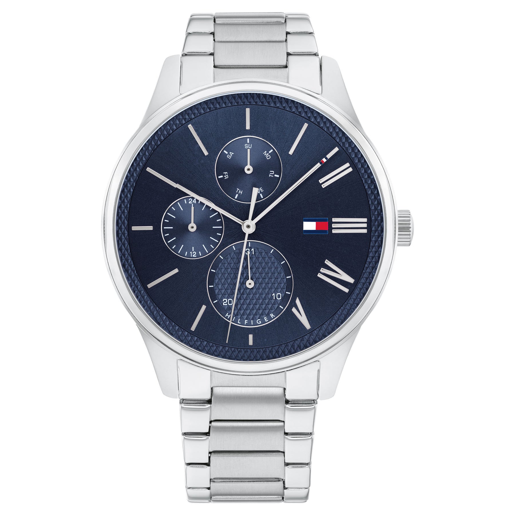 Dial Men\'s Steel Australia Multi-function Watch Factory The Hilfiger – - Stainless Blue Tommy Watch