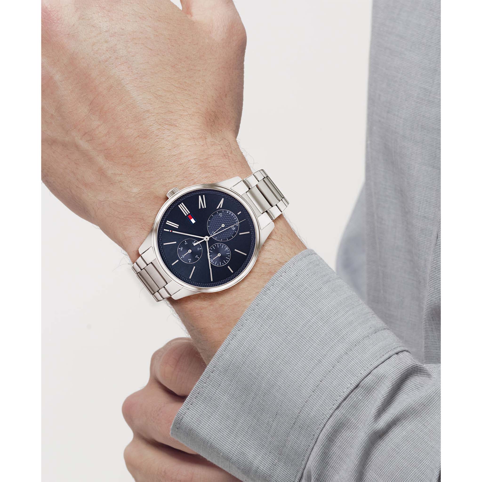 Tommy Hilfiger Stainless Steel Blue Dial Men's Multi-function Watch - 1791850
