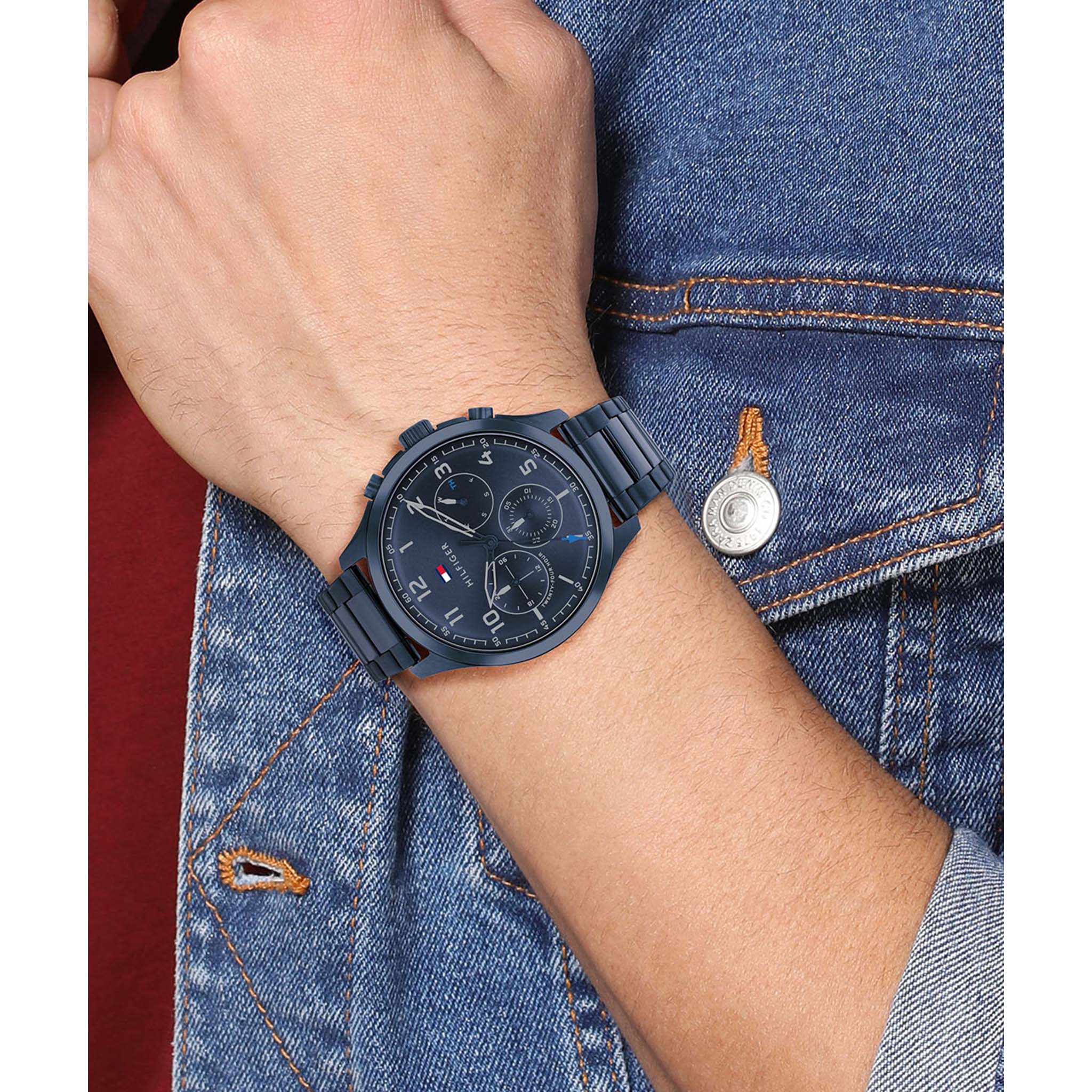 Tommy Hilfiger Blue Steel Navy Dial Men's Multi-function Watch - 1791853