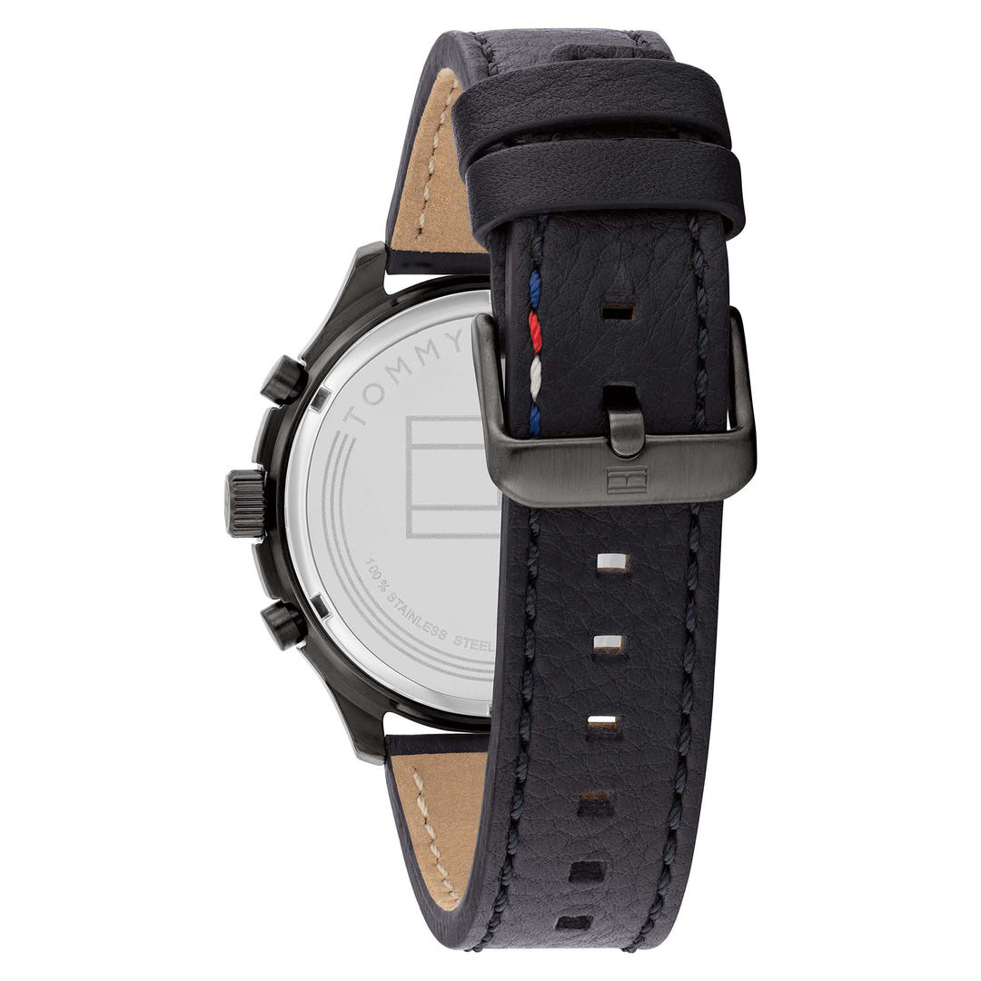 Tommy Hilfiger Black Leather Multi-function Men's Watch - 1791854
