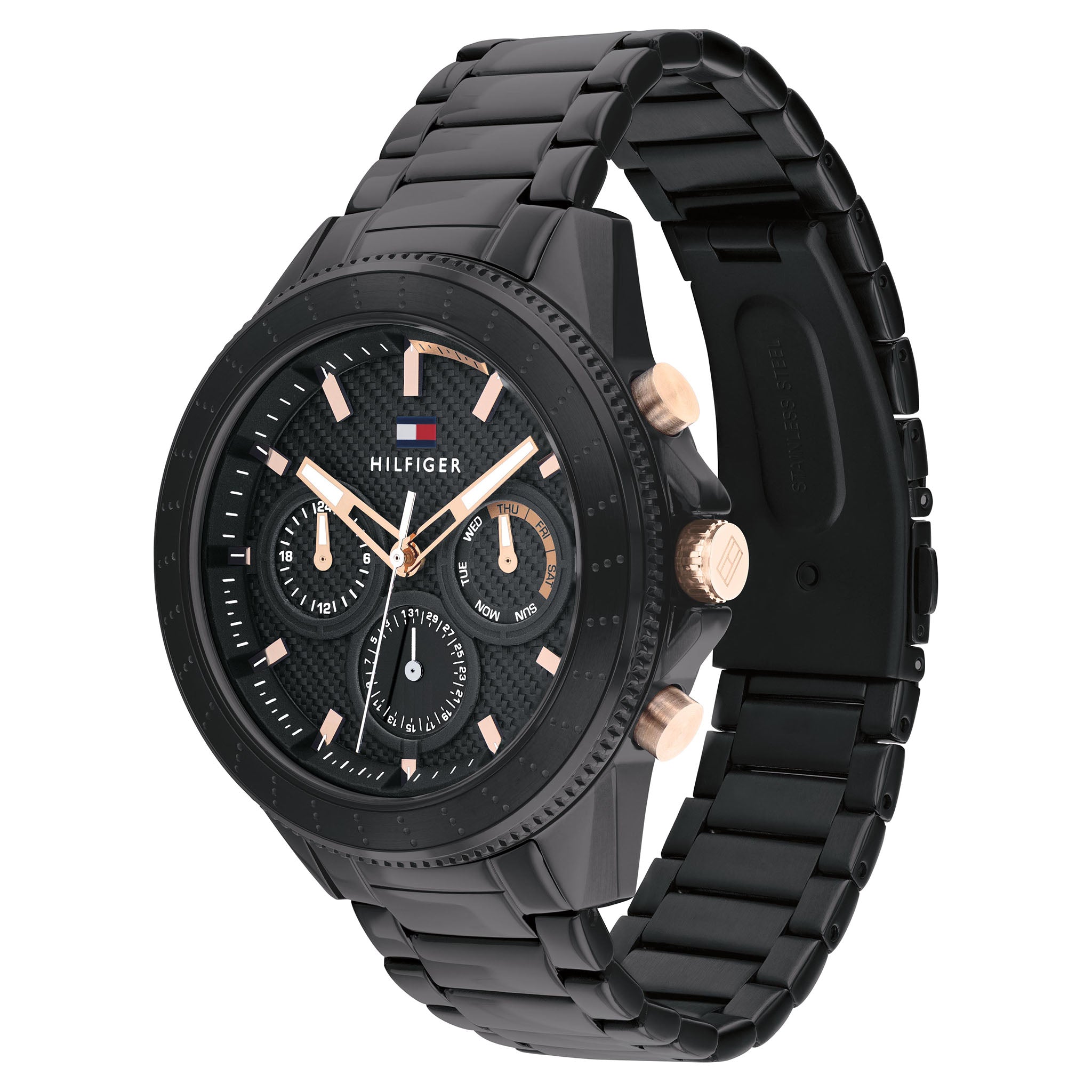 Tommy Hilfiger Black Steel Men's Multi-function Watch - 1791858