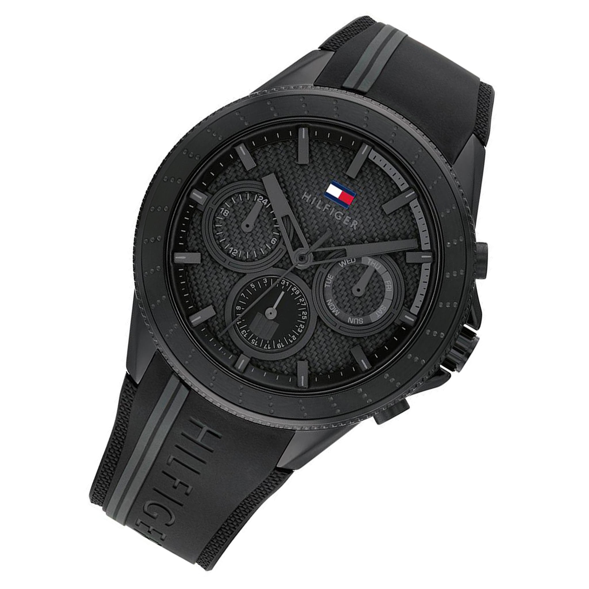Tommy Hilfiger Black Silicone Men's Multi-function Watch - 1791861