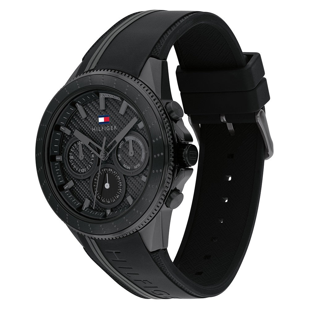 Tommy Hilfiger Black Silicone Men's Multi-function Watch - 1791861