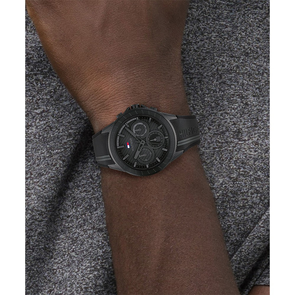 Tommy Hilfiger Black Silicone Men's Multi-function Watch - 1791861