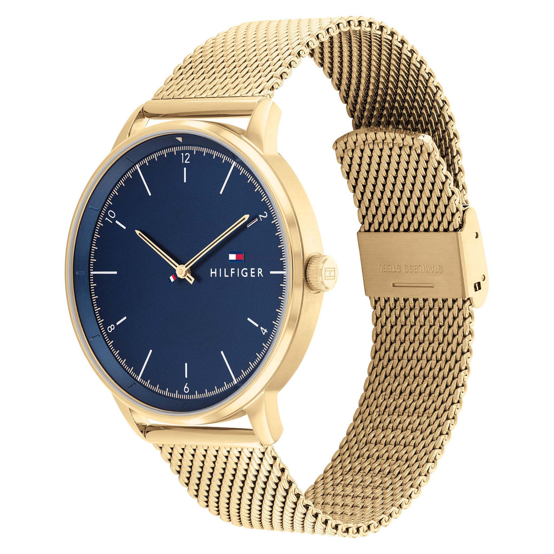 Tommy Hilfiger Gold Mesh Navy Dial Men's Watch - 1791877