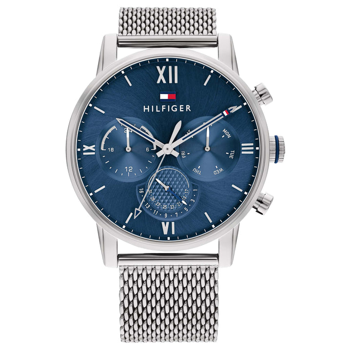Tommy Hilfiger Silver Mesh Blue Dial Men's Multi-function Watch - 1791881