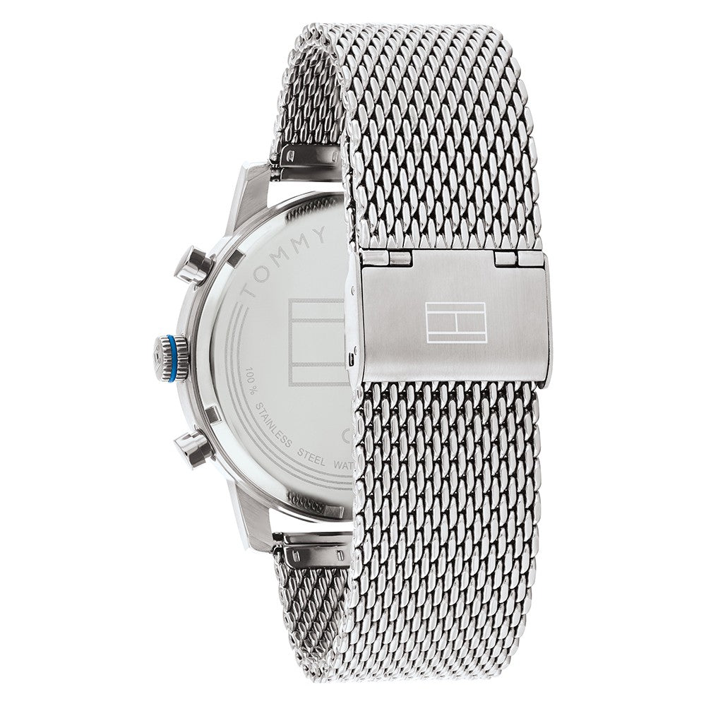 Tommy Hilfiger Silver Mesh Blue Dial Men's Multi-function Watch - 1791881