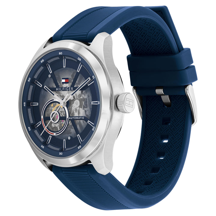 Tommy Hilfiger Silicone Band Blue Dial Men's Automatic Watch - 1791885