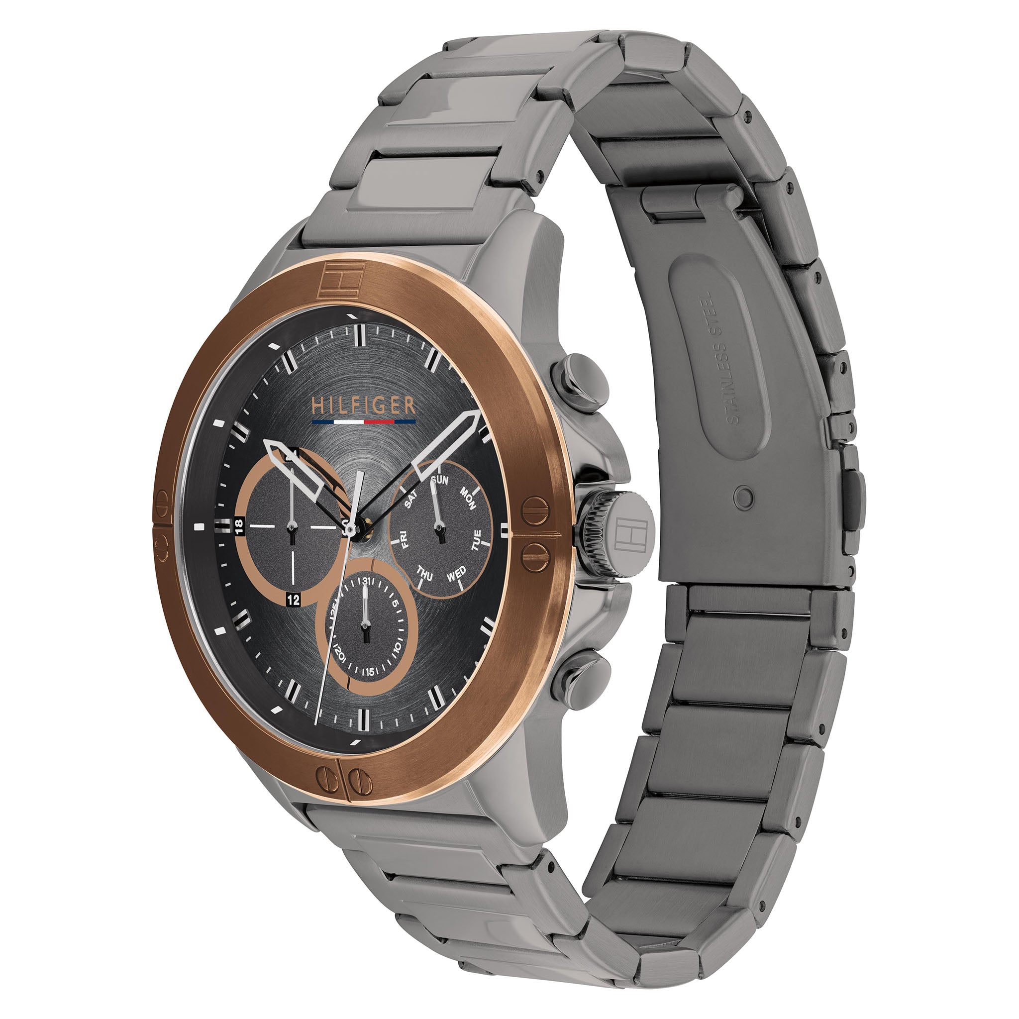 Tommy Hilfiger Two-Tone Steel Grey Dial Men's Multi-function Watch - 1791892