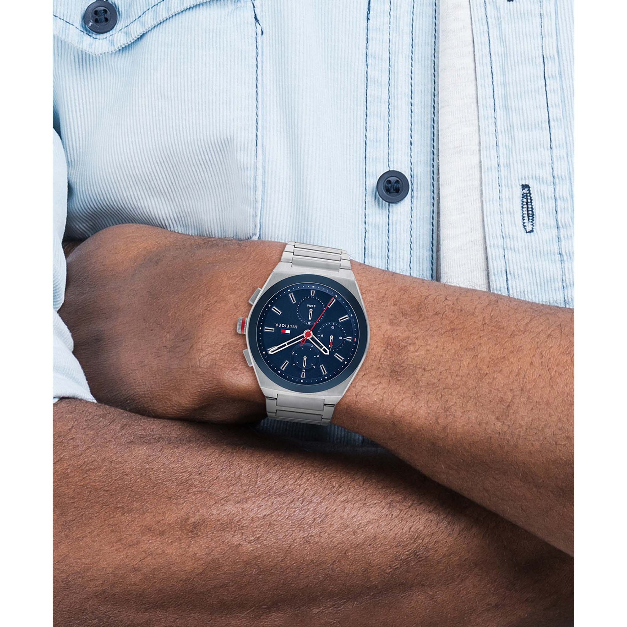 Tommy Hilfiger Stainless Steel Blue Dial Men's Multi-function Watch - 1791896