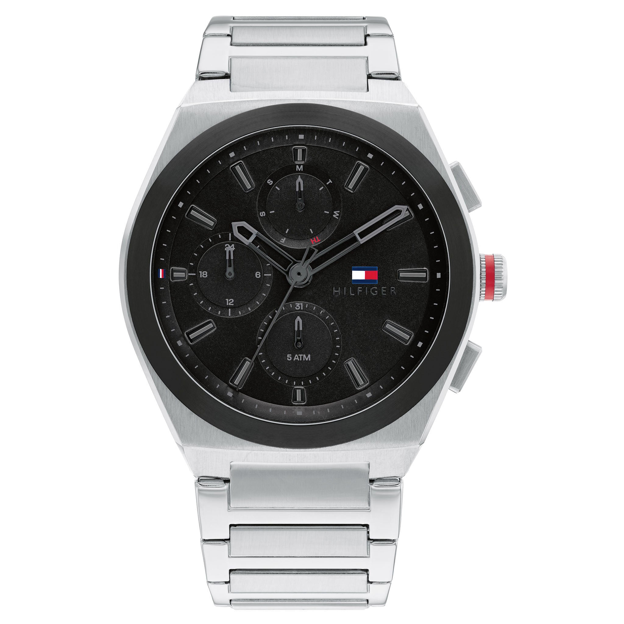 Tommy Hilfiger Stainless Steel Black Dial Men's Multi-function Watch ...