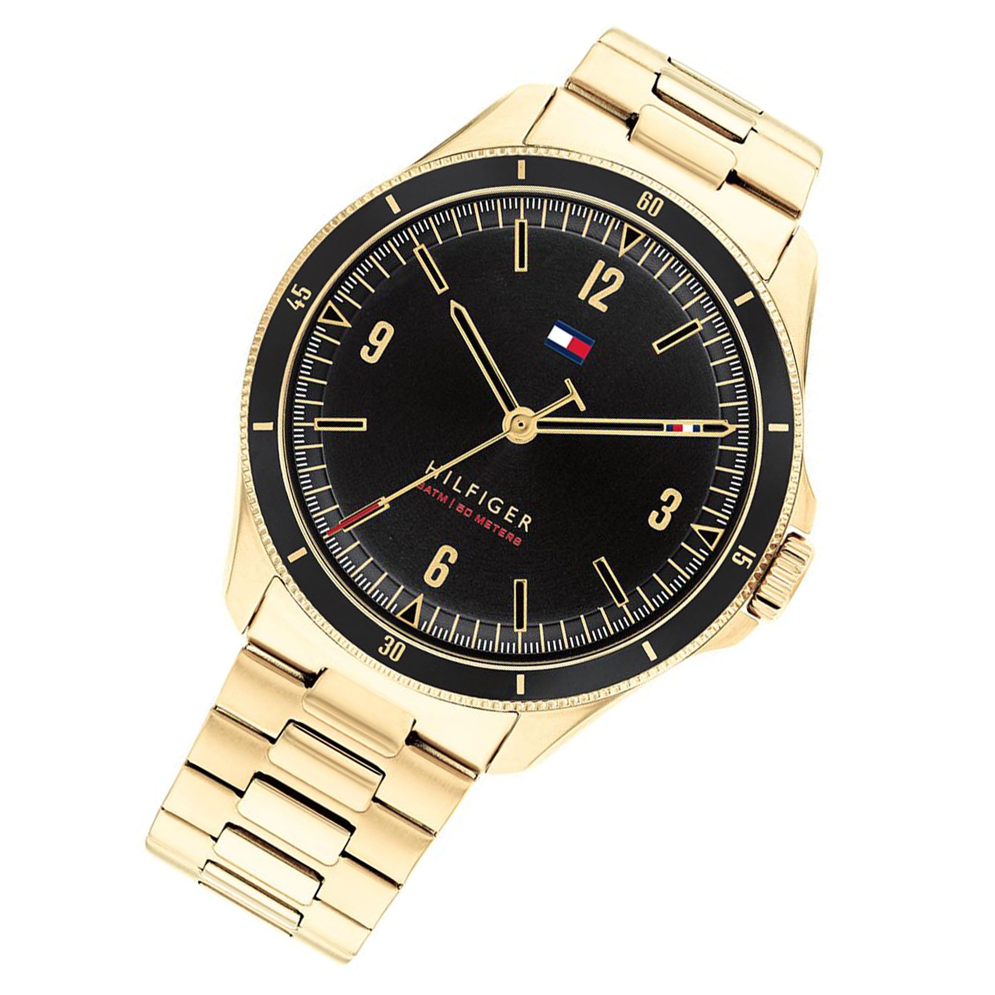 Tommy Hilfiger Gold Steel Black Dial Men's Watch - 1791903