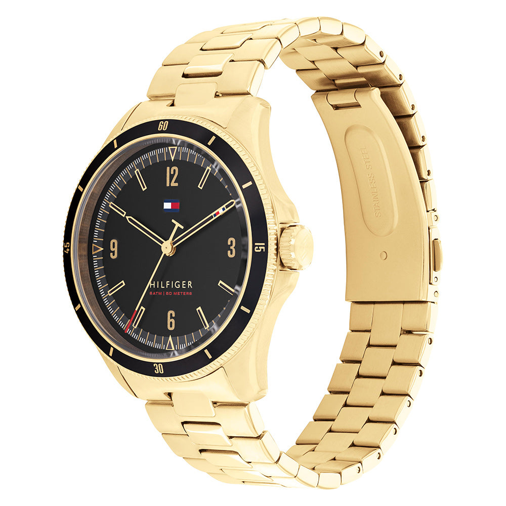 Tommy Hilfiger Gold Steel Black Dial Men's Watch - 1791903
