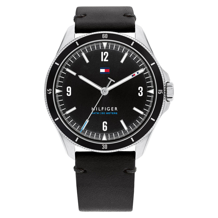 Tommy Hilfiger Black Leather Dial Men's Watch - 1791904