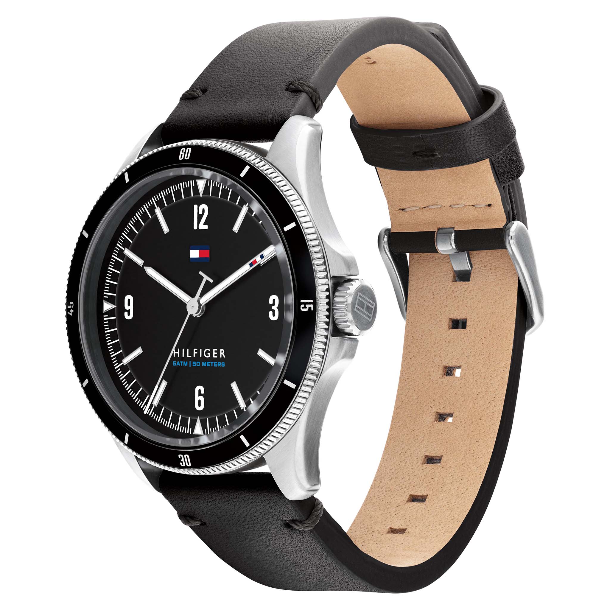 Tommy Hilfiger Black Leather Dial Men's Watch - 1791904