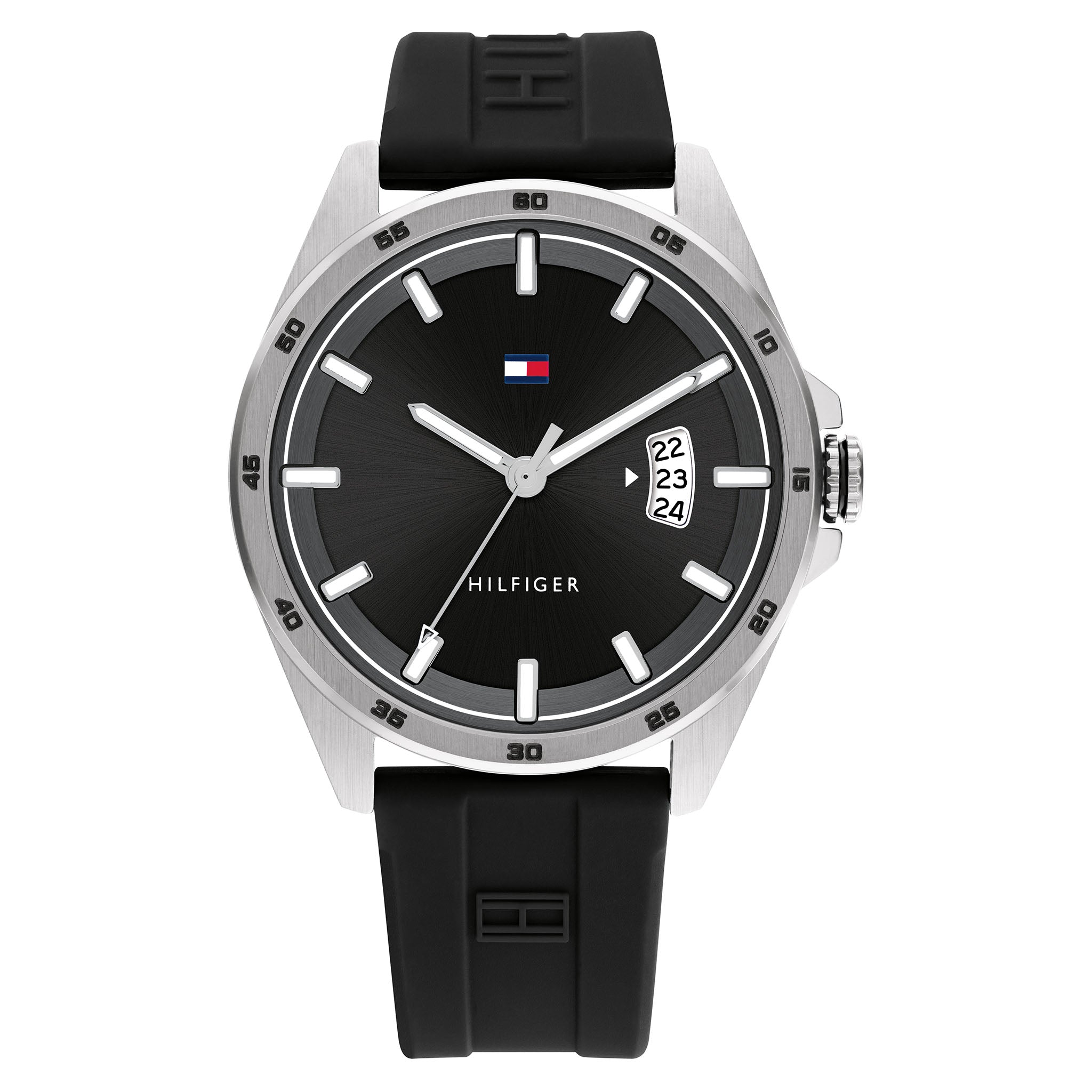 Tommy Hilfiger Black Silicone Dial Men's Calendar Watch - 1791915