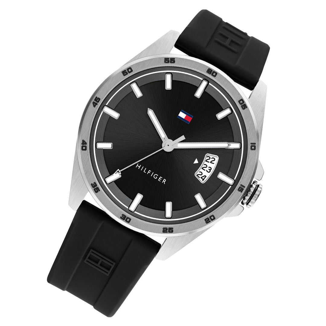 Tommy Hilfiger Black Silicone Dial Men's Watch - 1791915