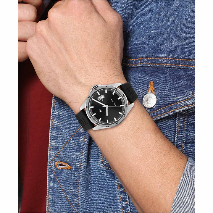 Tommy Hilfiger Black Silicone Dial Men's Watch - 1791915