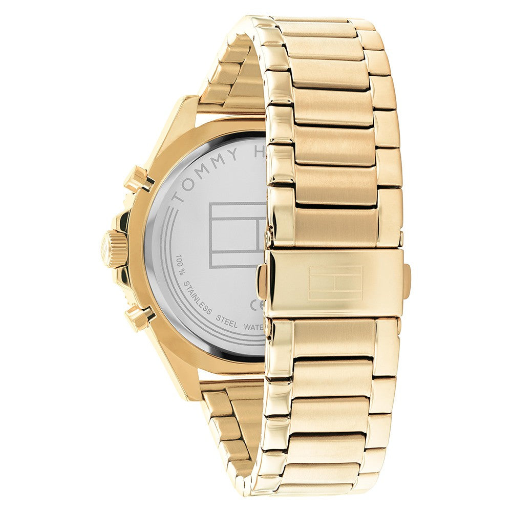 Tommy Hilfiger Gold Steel Black Dial Men's Multi-function Watch - 1791919
