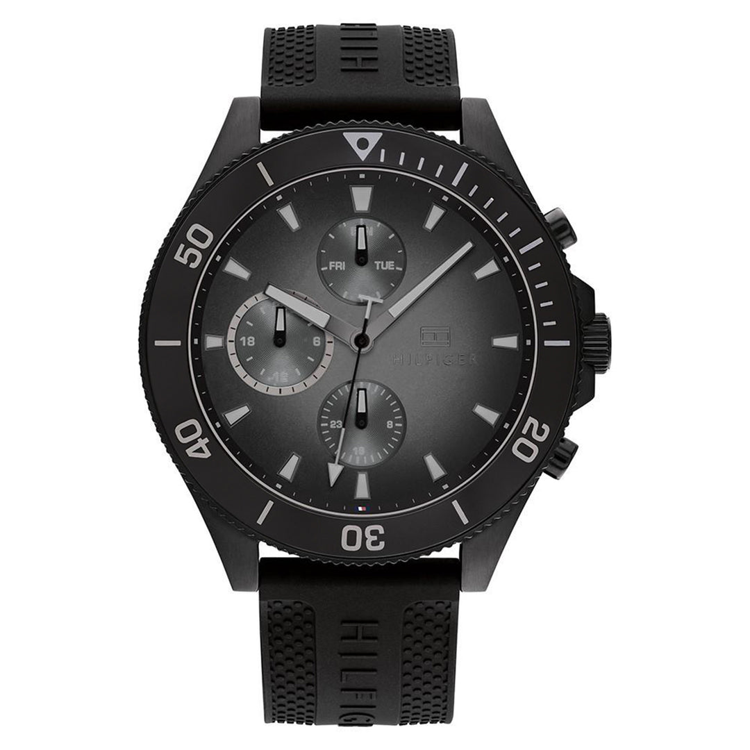 Tommy Hilfiger Black Silicone Men's Multi-function Watch - 1791921