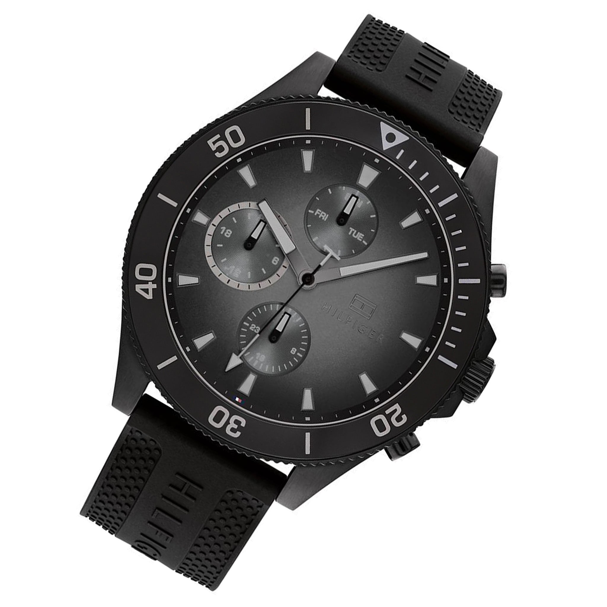 Tommy Hilfiger Black Silicone Men's Multi-function Watch - 1791921