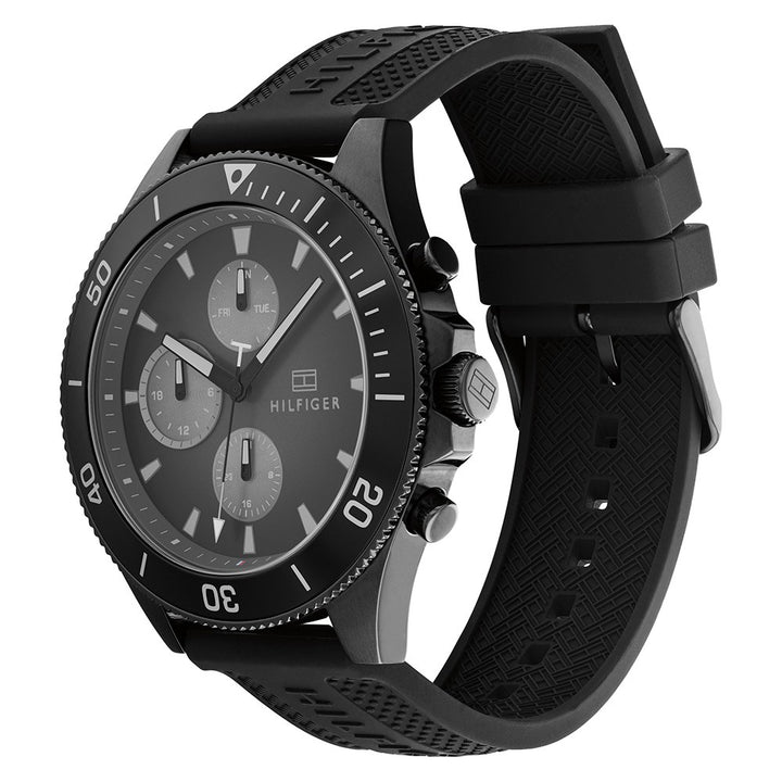 Tommy Hilfiger Black Silicone Men's Multi-function Watch - 1791921