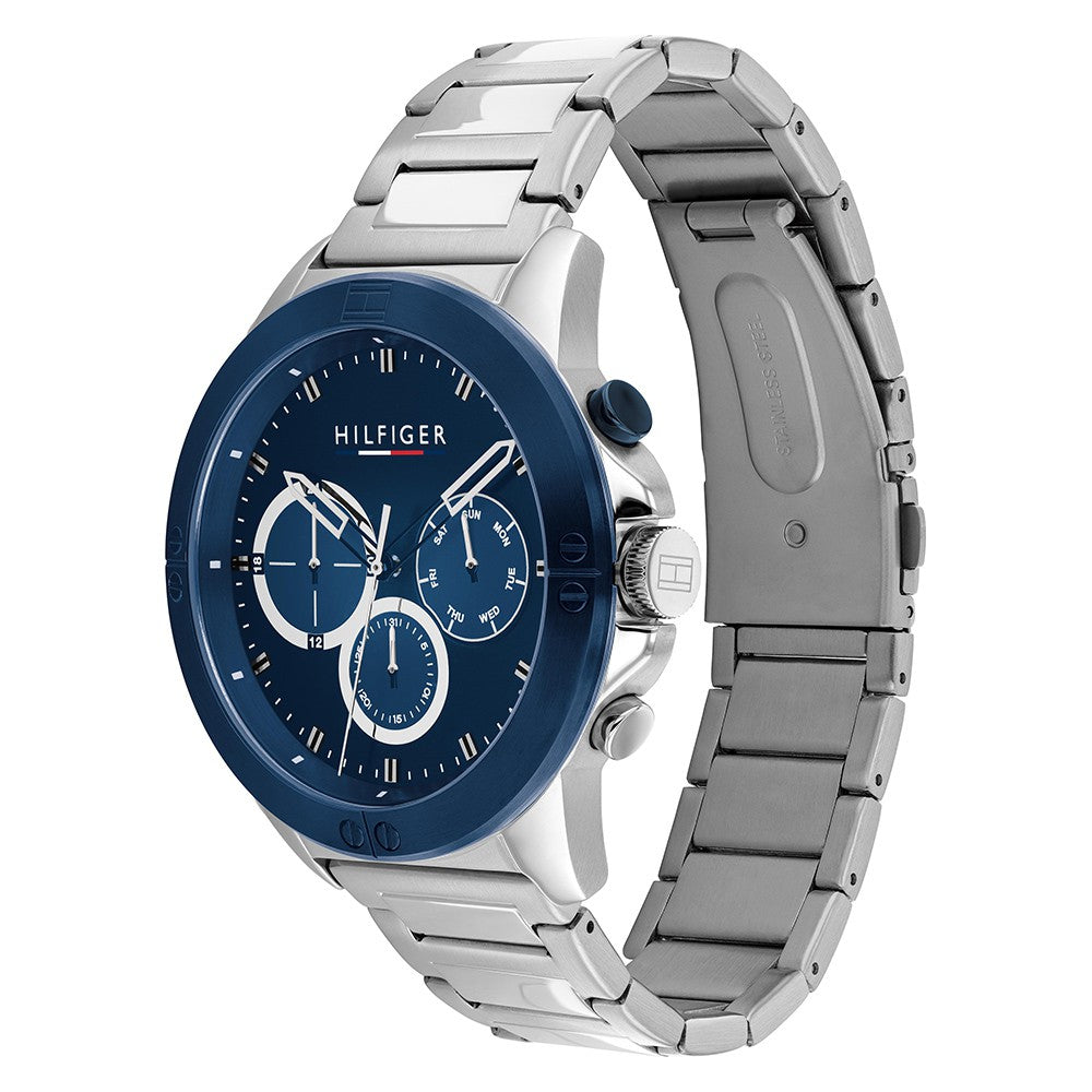 Tommy Hilfiger Stainless Steel Navy Dial Men's Multi-function Watch - 1791932