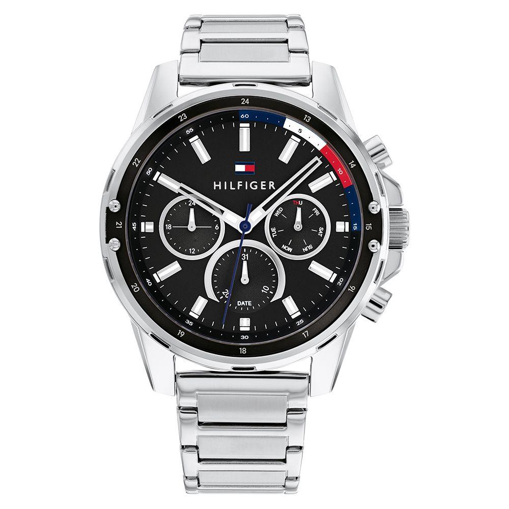 Tommy Hilfiger Stainless Steel Black Dial Men's Multi-function Watch - 1791936